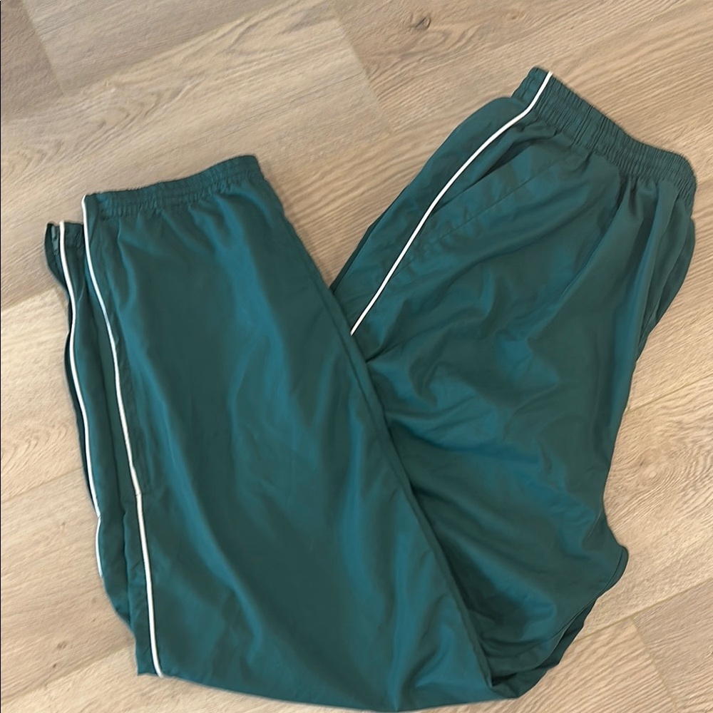 2/$20 Men’s Track Pants Green w/ White Stripe Lightweight Drawstring Elastic